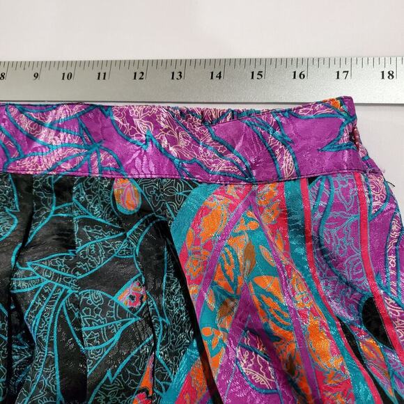 Vintage Skirt Women Sz Large Purple Midi 80s Silky Floral Cottage Festival Indie - Picture 7 of 11